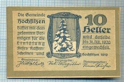 1936 BANCNOTA NOTGELD - AUSTRIA - 10 HELLER - anul 1920 -SERIA FARA -starea care se vede foto