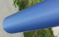 Rola folie carbon 3D albastru albastra latime 1.27mx30m foto