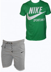 Compleu Nike Sportswear - Verde cu Gri - Masuri: S, M - de bumbac - Bermude + Tricou NIKE foto