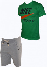 Compleu Nike Sportswear - Verde cu Gri - Masuri: S, M, L, XL - de bumbac - Bermude + Tricou NIKE foto