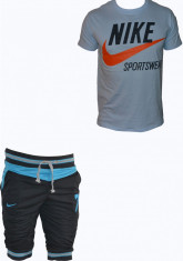 Compleu Nike Sportswear - Bleu cu Bleumarin - Masuri: S, M, L, XL - de bumbac - Bermude + Tricou NIKE foto