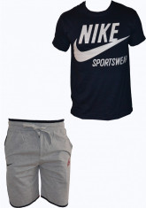 Compleu Nike Sportswear - Bleumarin cu Gri - Masuri: S - de bumbac - Bermude + Tricou NIKE foto