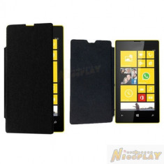 Husa piele neagra inscriptionata Nokia Lumia 520 foto