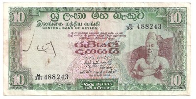 CEYLON 10 Rupees 1973 F foto