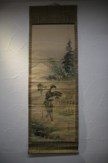 Vechi scroll Japonez 1.78m!!! -- Portretul filosofului japonez Ninomiya Sontoku (1787 &amp;amp;ndash; 1856) foto