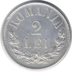 Romania - 2 lei 1873, XF+ / aUNC foto