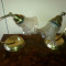 Set veioza / lampa de birou Art Deco alama cu abajur din sticla foarte frumoase 2 buc