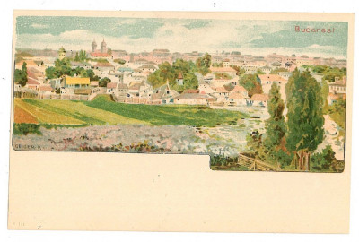 1500 - BUCURESTI, Panorama, Litho - old postcard - unused foto