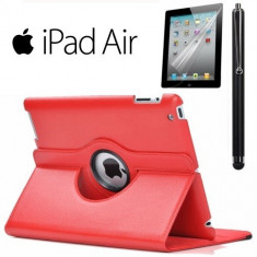 Husa Rotativa Apple Ipad Air 9.7 inch Red + folie de protectie foto