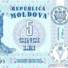 MOLDOVA █ bancnota █ 5 Lei █ 2009 █ P-9e █ UNC █ necirculata