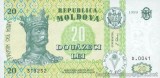 MOLDOVA █ bancnota █ 20 Lei █ 1999 █ P-13d █ UNC █ necirculata