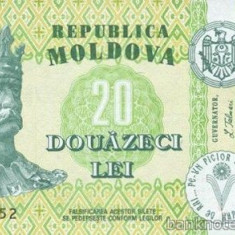 MOLDOVA █ bancnota █ 20 Lei █ 1999 █ P-13d █ UNC █ necirculata
