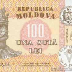 MOLDOVA █ bancnota █ 100 Lei █ 1992 █ P-15a █ UNC █ necirculata
