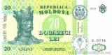 Bancnota Moldova 20 Lei 2010 P-13i UNC, Necirculata