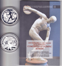 Aniversarea a 100 de ani de la infintarea Comitetului Olimpic Roman--UNCIE argint! doar 25o bucati!!! foto