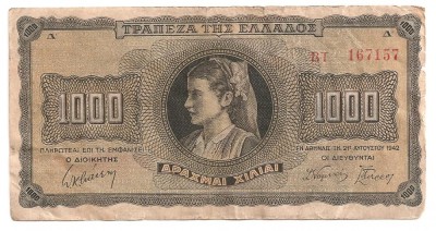 GRECIA 1000 DRAHME 1942 Uzata foto