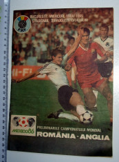 PROGRAM FOTBAL - ROMANIA ANGLIA 1 MAI 1985 foto