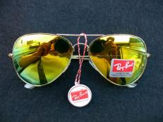 OCHELARI DE SOARE RAY BAN AVIATOR 3025 (62 14-138) LENTILA STICLA MIRROR YELLOW -IMPORT ITALIA-PACHET COMPLET-POZE REALE DETALIATE !!-LIVRARE GRATIS foto