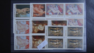 M623 - reproduceri de arta - 1969 -24lei- blocuri de 4- guma originala perfecta foto