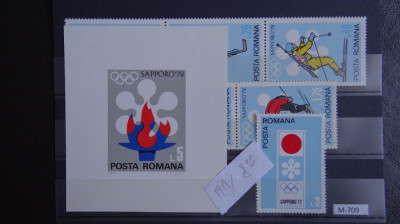 M709-olimpiada de iarna-Ssaporo-1972-serie+colita-nestampilate-guma originala foto