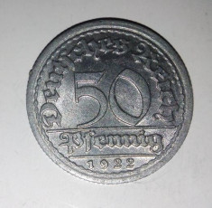 50 Pfennig - Germania 1922, aluminiu foto