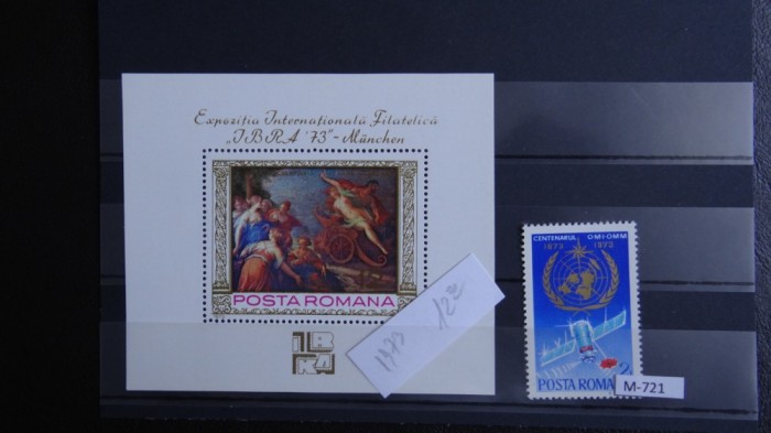 M721 expozitia internationala filatelica-IBRA-1973-Munchen-colita-guma originala