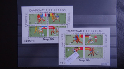 M716 Campionatul european de fotbal -1984-2 blocuri nestampilate guma originala foto