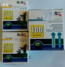 100 Teste glicemie Shl-GS50 + 100 Ace sterile SHL-A100 Transport gratuit foto