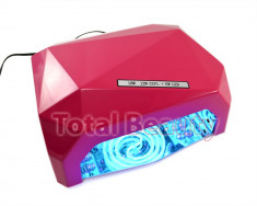 Lampa UV CCFL + LED cu Timer, 18W, Diamond Pink - Roz - Livrare Gratuita Lampa unghii false foto