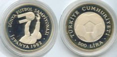 FOTBAL - Turcia moneda argint 500 lire 1982 - CM Spania &amp;#039;82 - PROOF in capsula foto