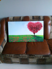 Vand tablou panza,pe sasiu din lemn (Love red tree) foto