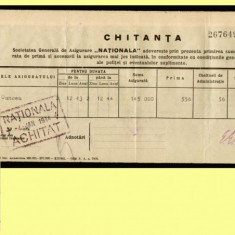 Romania 1944 - Chitanta cu 2 fiscale fixe ABONAMENT pentru TIMBRU si AVIATIE