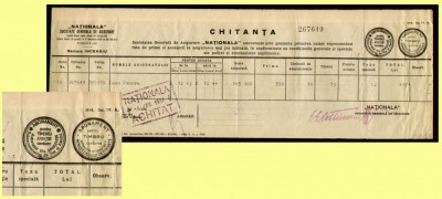 Romania 1944 - Chitanta cu 2 fiscale fixe ABONAMENT pentru TIMBRU si AVIATIE foto