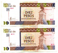 Cuba - 10 pesos convertibles 2006 &amp;amp;amp;amp; 2007 - 2 bancnote - destul de rare - pret per lot foto