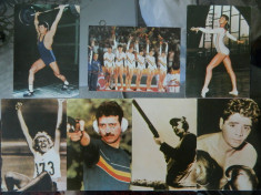 SET 7 CARTI POSTALE - FOTOGRAFII CAMPIONI OLIMPICI ROMANI - GIMNASTICA, NADIA COMANECI, NICU VLAD, C. ION, N. LINCA, ION DUMITRESCU, IOLANDA BALAS foto