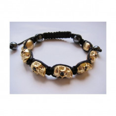 BRATARA UNISEX TIP JAI DAM , SHAMBALLA, NIALAYA CU MOTIV SKULL (CAP DE MORT) AURIE foto