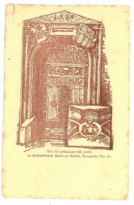 742 - Bistrita Nasaud, BISTRITA, Gothic door - old postcard - unused foto