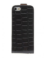 Husa pentru Apple iPhone 5 &amp;amp;quot Croc Style&amp;amp;quot Neagra foto