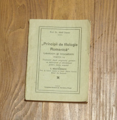 carte - - - Prof. Dr. Adolf Zauner - Principii de filologie romanica - lexicon si vocalizm partea I-a - 1935 - 236 pagini foto