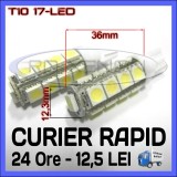 BEC AUTO LED LEDURI POZITIE T10 (W5W) - 17 SMD - POZITII, PLAFONIERA, NUMAR, Universal