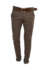 Pantaloni - Tip Zara Men - Maro + Curea Cadou - Slim Fit - Din Bumbac - Elegant - Casual - Masuri 29 30 31 32 33 34 36 A79 foto