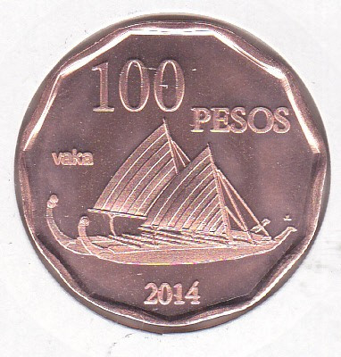bnk mnd Insula Pastelui 100 pesos 2014 unc , barca foto