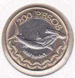 Bnk mnd Insula Pastelui 200 pesos 2014 unc , fauna marina - bimetal, America Centrala si de Sud