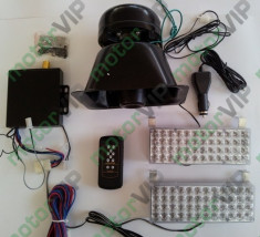 SIRENA WIRELESS 120W CU STROBOSCOAPE LED SI TELECOMANDA , KIT COMPLET foto