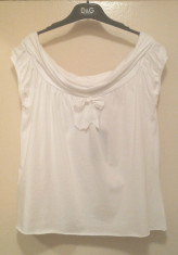 Bluza/top/tricou MANGO bumbac alb masura S/M guler barcuta croiala lejera NOUA CU ETICHETA- Lichidare stoc foto