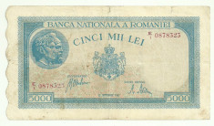 ROMANIA 5000 5.000 LEI 28 Septembrie 1943 P-55 [11] foto