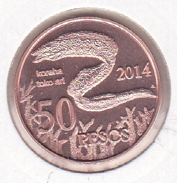 bnk mnd Insula Pastelui 50 pesos 2014 unc , fauna marina foto