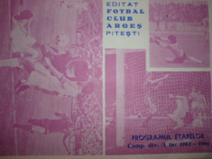 Program etapelor de fotbal tur `83-`84 editat de FC ARGES Pitesti foto
