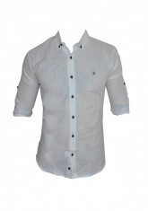 Camasa Tip Zara Men - Zr Mn - Din Bumbac - Casual - Street - Model Toamna 2014 - Alba - Maneca Lunga sau 3/4 - Masuri S M L XL C86 foto