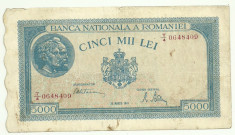 ROMANIA 5000 5.000 LEI 20 MARTIE 1945 [22] P-55 , filigran orizontal foto